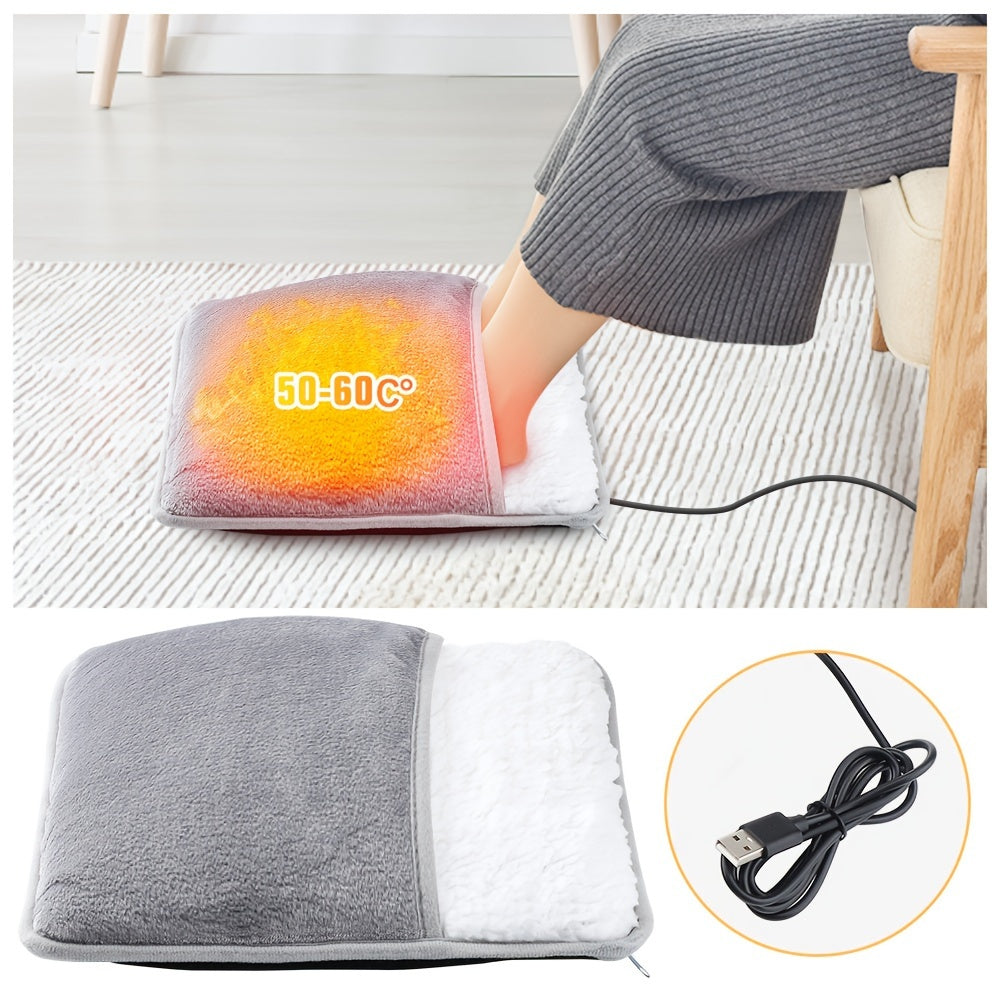USB-Powered Electric Foot Warmer - Washable Flannel Heating Pad for Cozy Home
