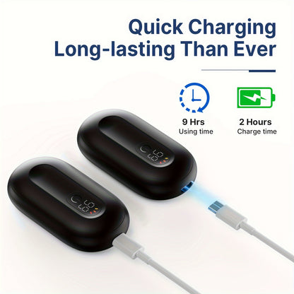 Rechargeable Hand Warmers – 2-Pack Magnetic Electric Warmers with Digital Display