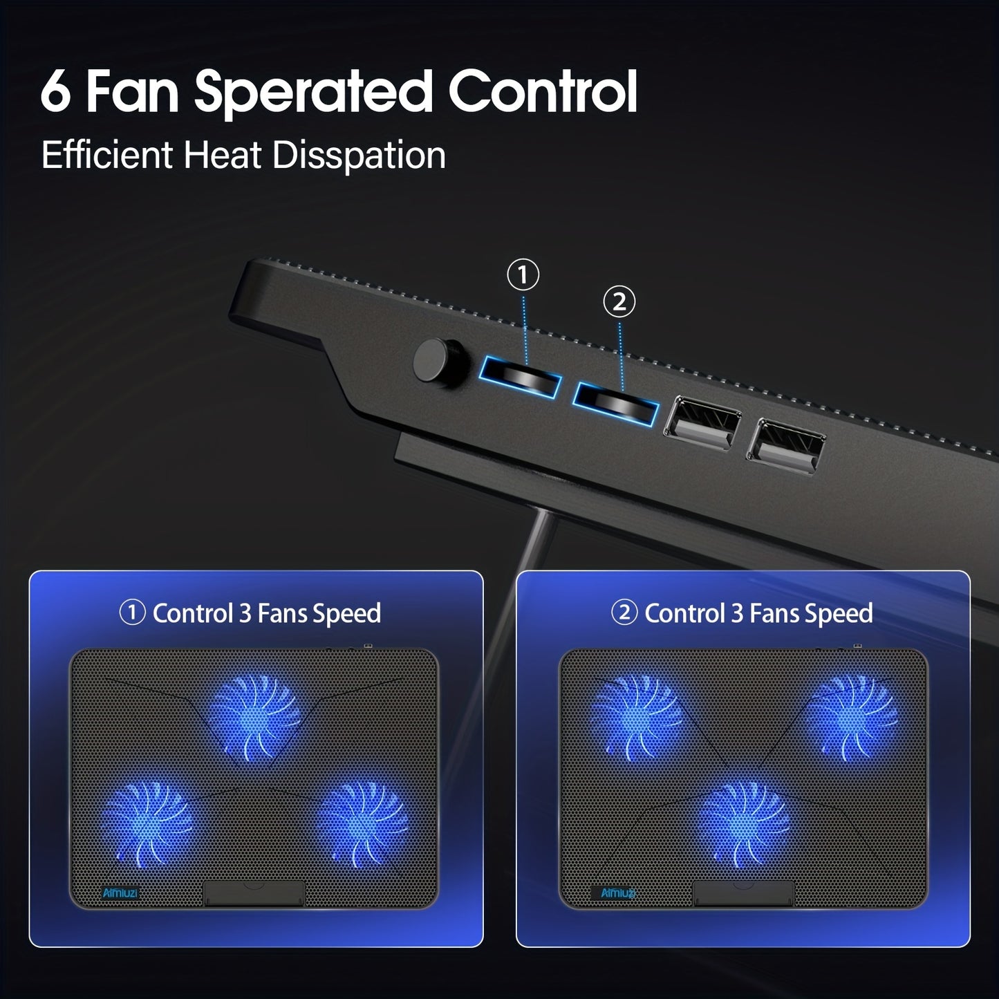 6-Fan LED Laptop Cooling Pad | Ultra-slim, USB-powered stand for 15.6"–17" laptops
