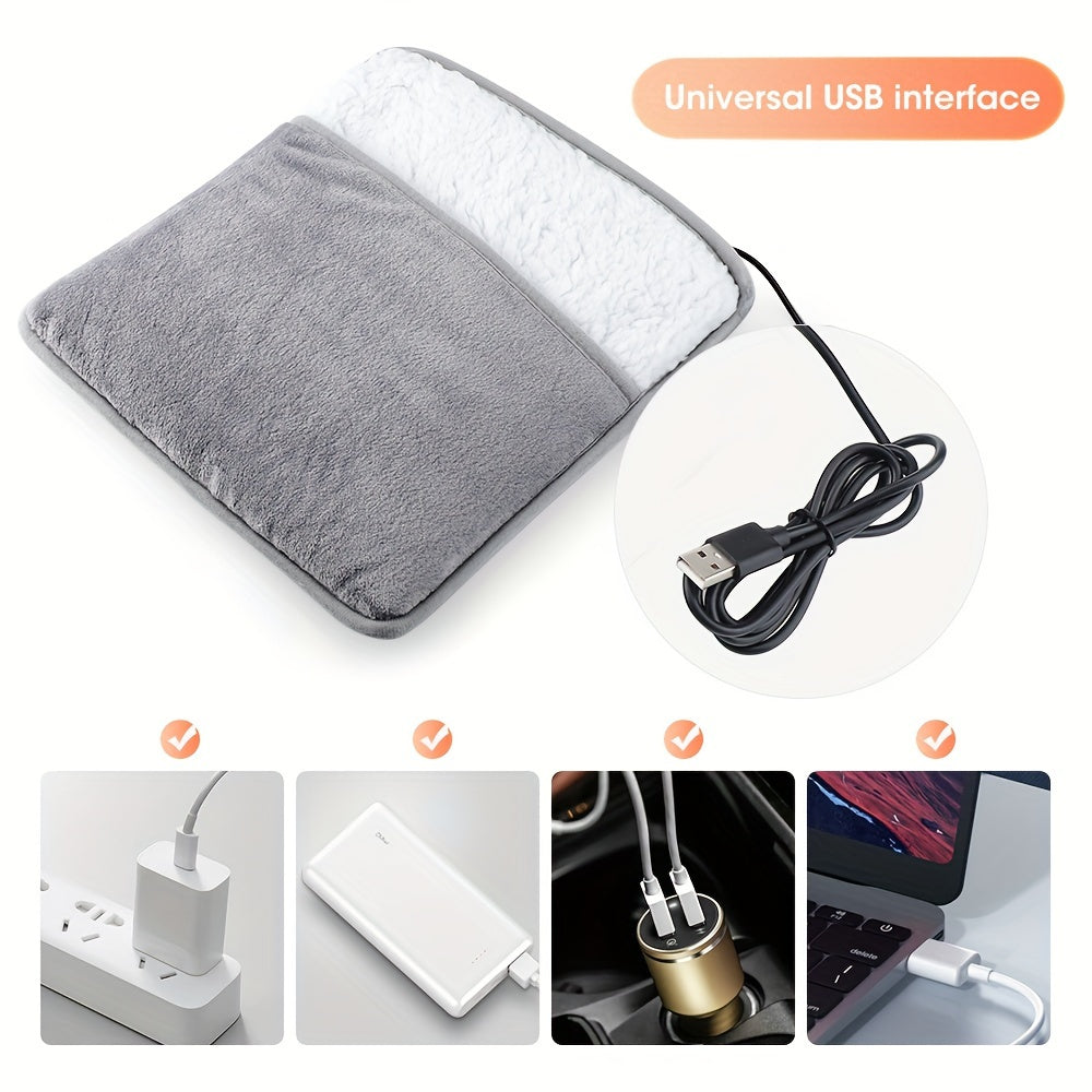 USB-Powered Electric Foot Warmer - Washable Flannel Heating Pad for Cozy Home