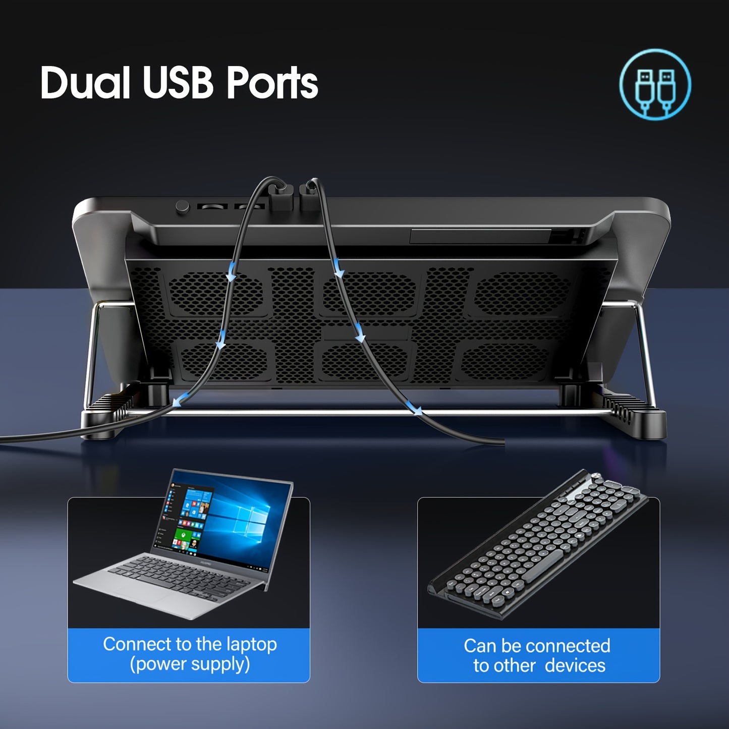 6-Fan LED Laptop Cooling Pad | Ultra-slim, USB-powered stand for 15.6"–17" laptops