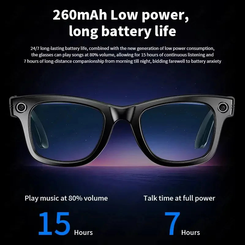 AI Smart Glasses with 8MP Camera Video Recording 100+ Languages