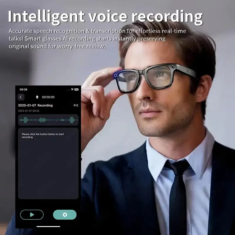 AI Smart Glasses with 8MP Camera Video Recording 100+ Languages