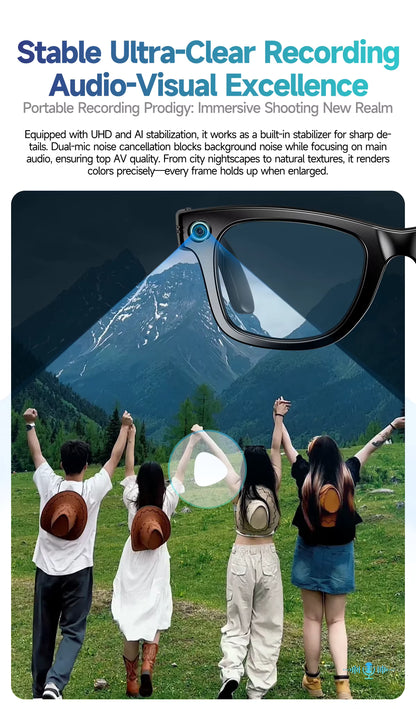 AI Smart Glasses with 8MP Camera Video Recording 100+ Languages