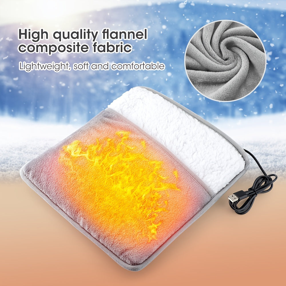 USB-Powered Electric Foot Warmer - Washable Flannel Heating Pad for Cozy Home