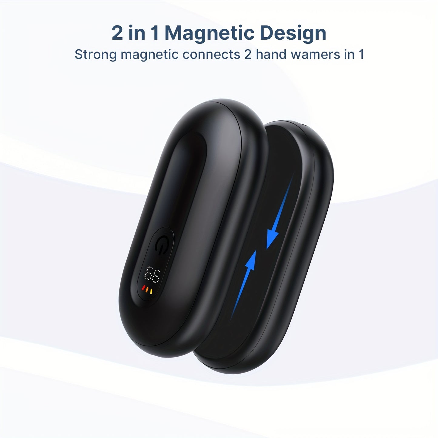 Rechargeable Hand Warmers – 2-Pack Magnetic Electric Warmers with Digital Display