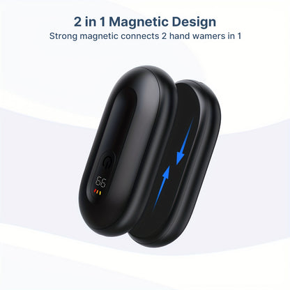 Rechargeable Hand Warmers – 2-Pack Magnetic Electric Warmers with Digital Display
