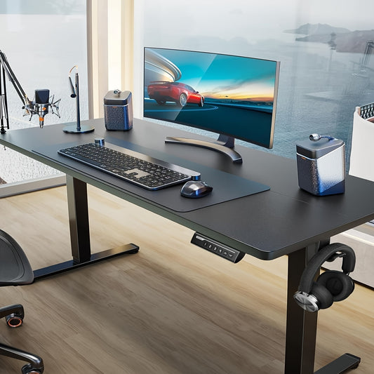 Adjustable electric lift desk in 40/48/55/63". Ergonomic design ideal for studios, gaming, home offices, cafés and restaurants. Available in 4 colors, this modern standing desk offers comfort, stability and versatility for any workspace.