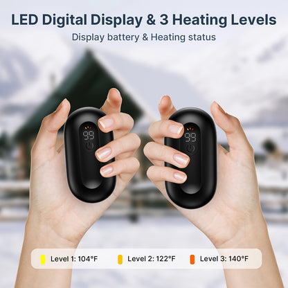 Rechargeable Hand Warmers – 2-Pack Magnetic Electric Warmers with Digital Display