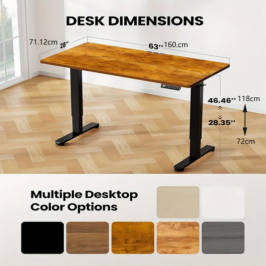 Adjustable electric lift desk in 40/48/55/63". Ergonomic design ideal for studios, gaming, home offices, cafés and restaurants. Available in 4 colors, this modern standing desk offers comfort, stability and versatility for any workspace.